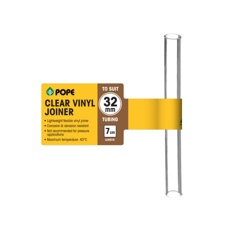 32mm x 7cm Clear Vinyl Tubing Joiner