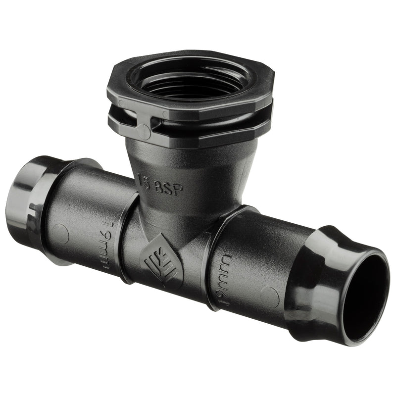 19mm Barbed x 15mm BSPF Threaded Tee