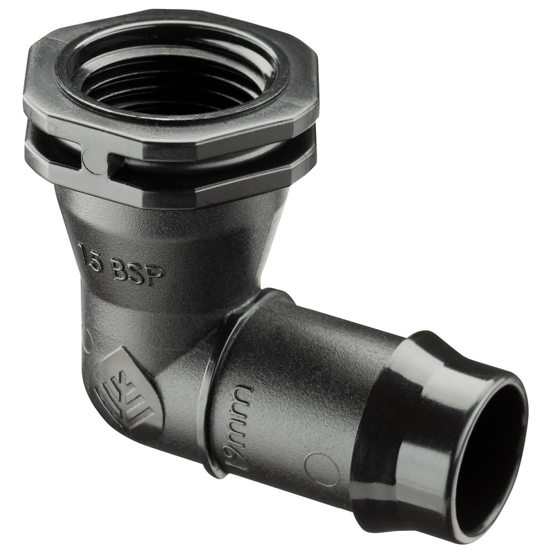 19mm Barbed x 15mm BSPF Threaded Elbow