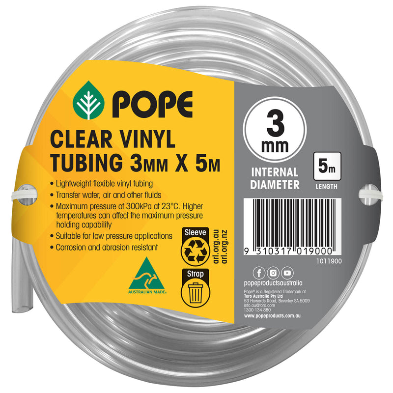 3mm x 5m Clear Vinyl Tubing