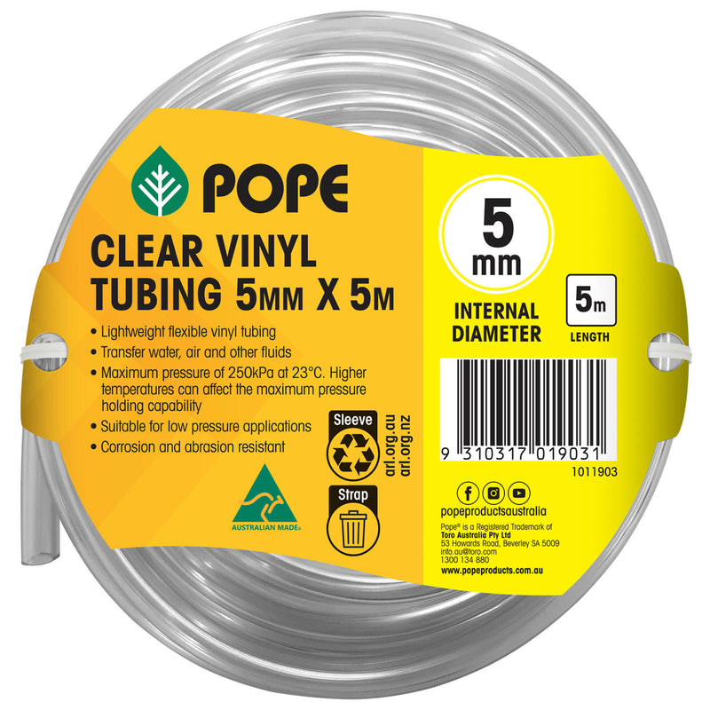 5mm x 5m Clear Vinyl Tubing