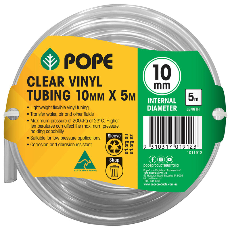 10mm x 5m Clear Vinyl Tubing