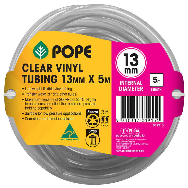13mm x 5m Clear Vinyl Tubing