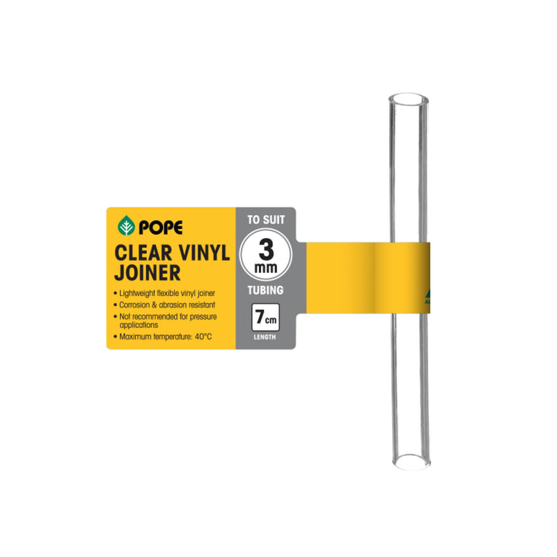 3mm x 7cm Clear Vinyl Tubing Joiner