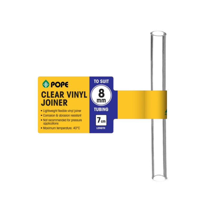 8mm x 7cm Clear Vinyl Tubing Joiner