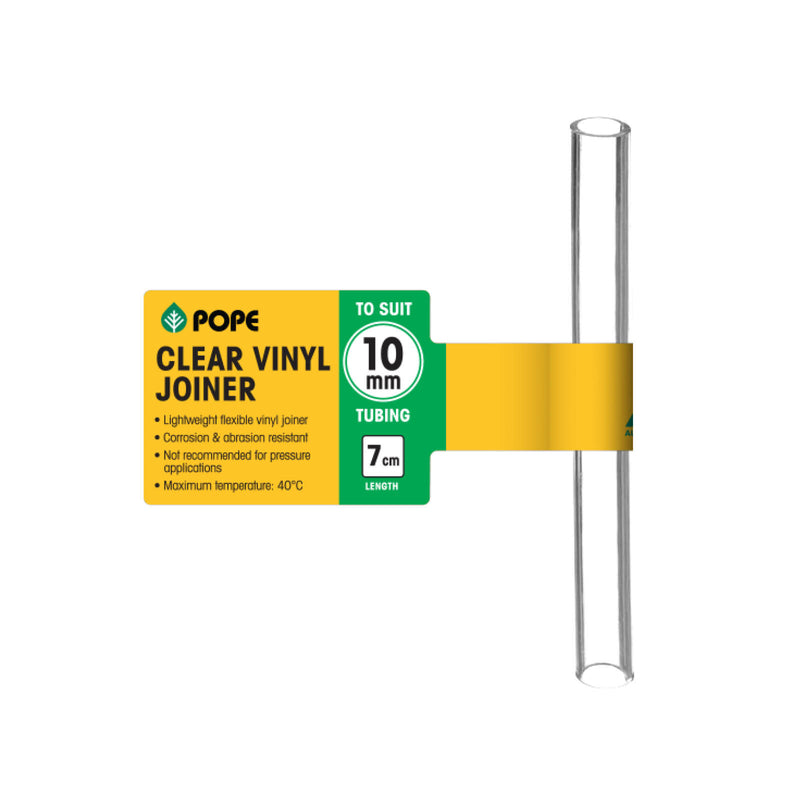 10mm x 7cm Clear Vinyl Tubing Joiner