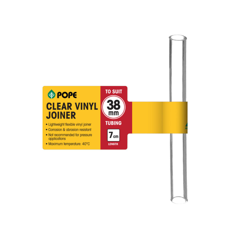 38mm x 7cm Clear Vinyl Tubing Joiner