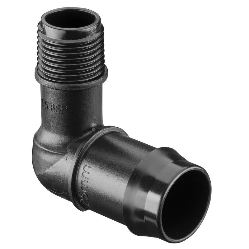 25mm Barbed x 15mm BSPM Threaded Elbow