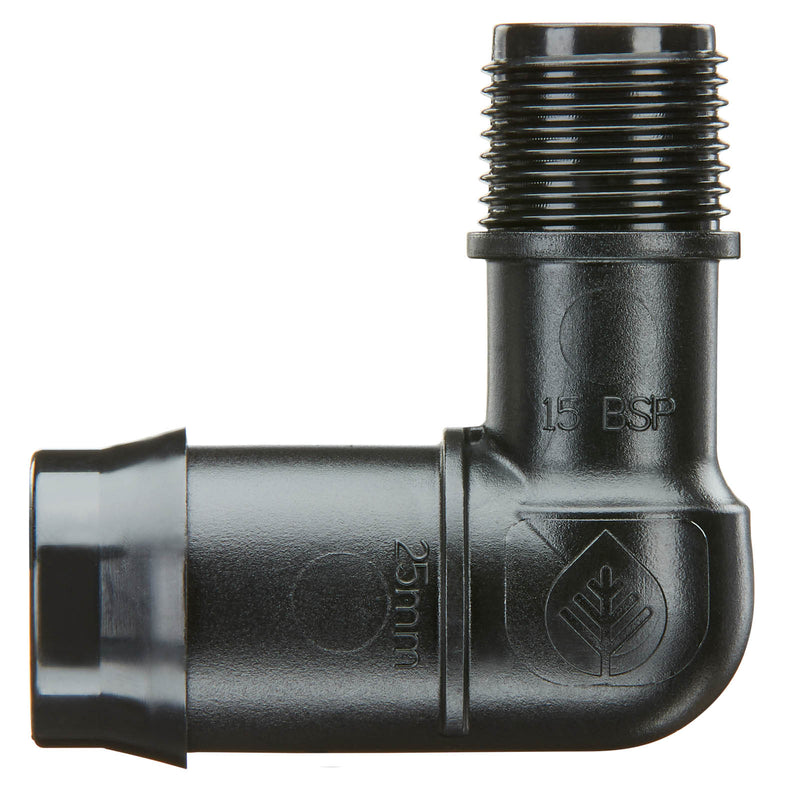 25mm Barbed x 15mm BSPM Threaded Elbow