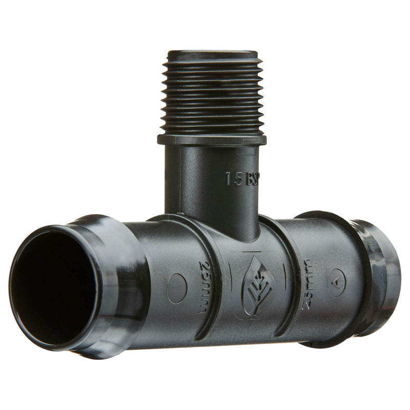 25mm Barbed x 15mm BSPM Threaded Tee