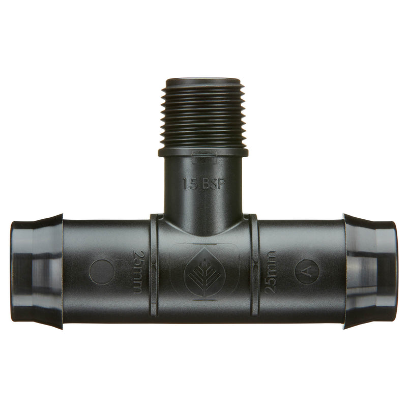 25mm Barbed x 15mm BSPM Threaded Tee