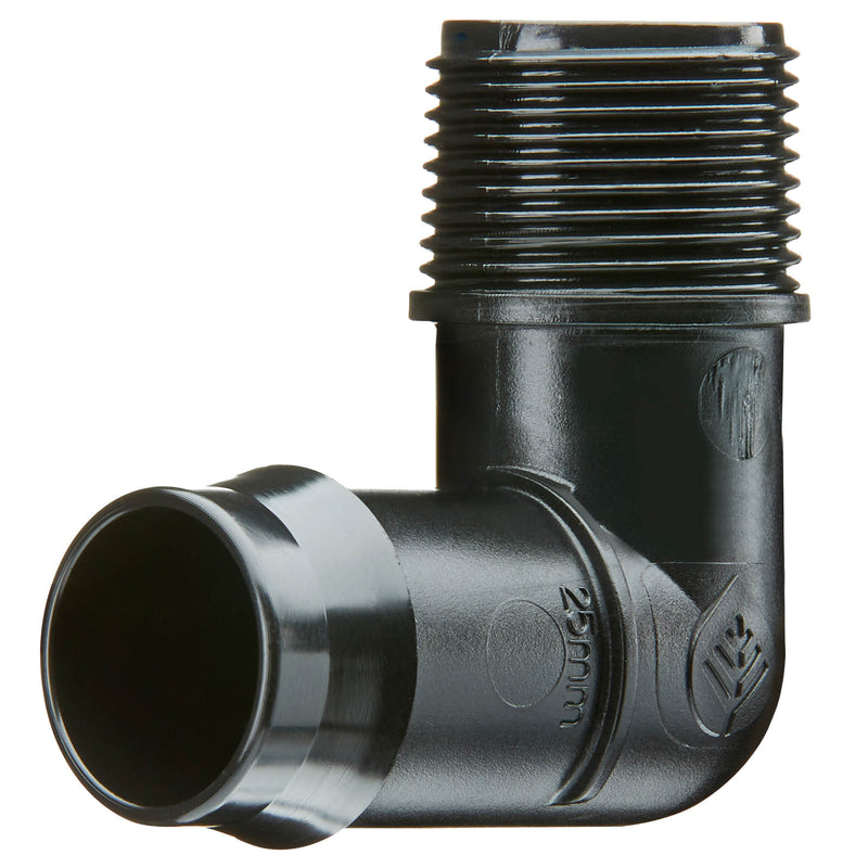 25mm Barbed x 20mm BSPM Threaded Elbow