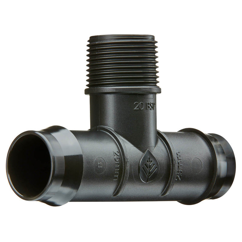 25mm Barbed x 20mm BSPM Threaded Tee