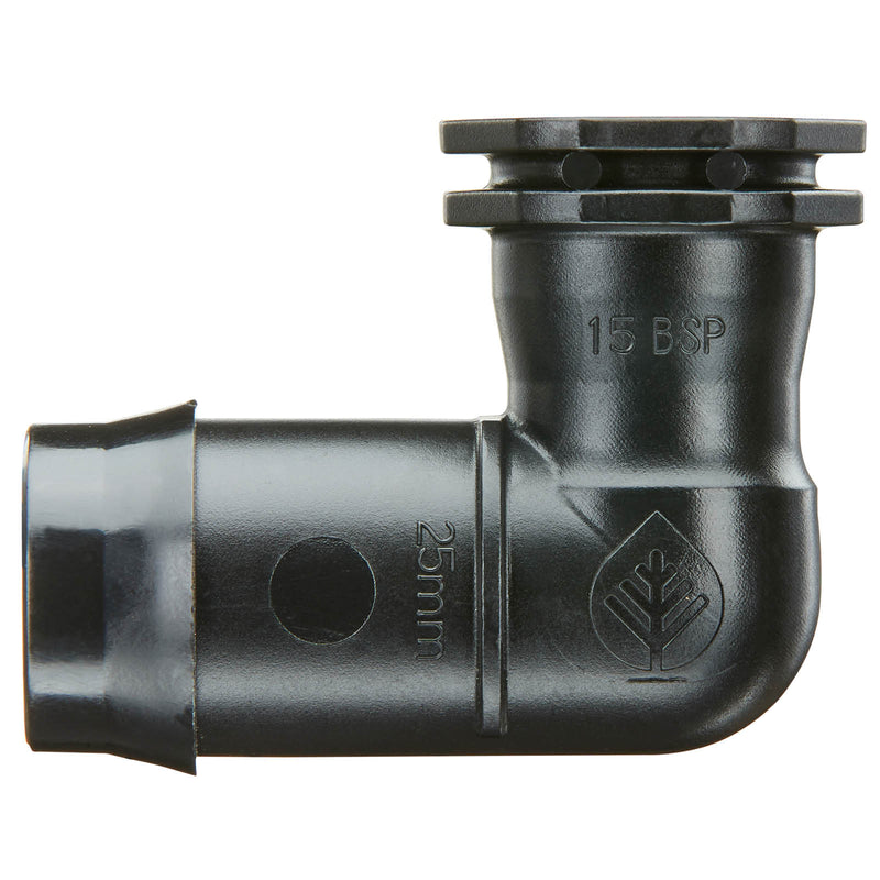 25mm Barbed x 15mm BSPF Threaded Elbow