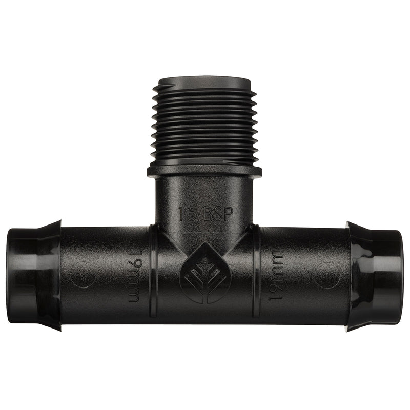 19mm Barbed x 15mm BSPM Threaded Tee