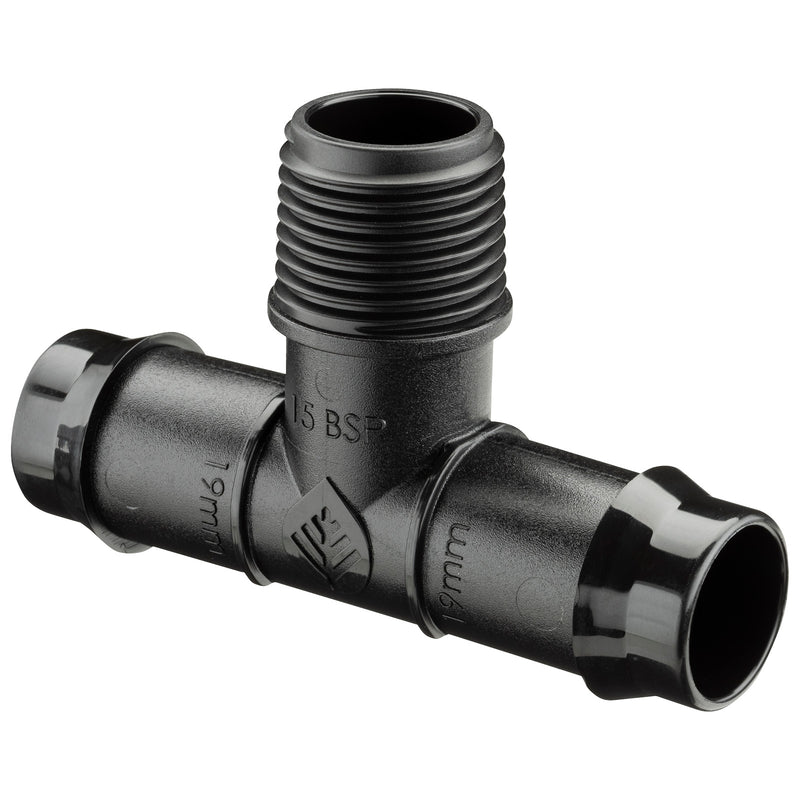 19mm Barbed x 15mm BSPM Threaded Tee