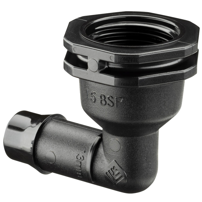 13mm Barbed x 15mm BSPF Threaded Elbow