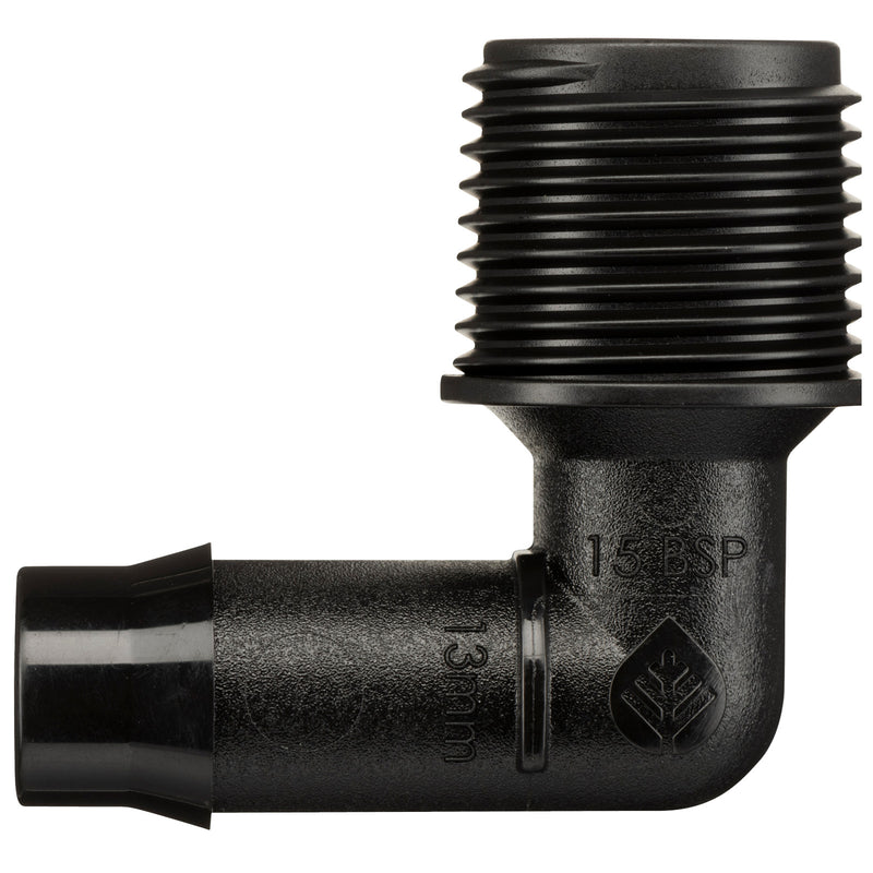 13mm Barbed x 15mm BSPM Threaded Elbow