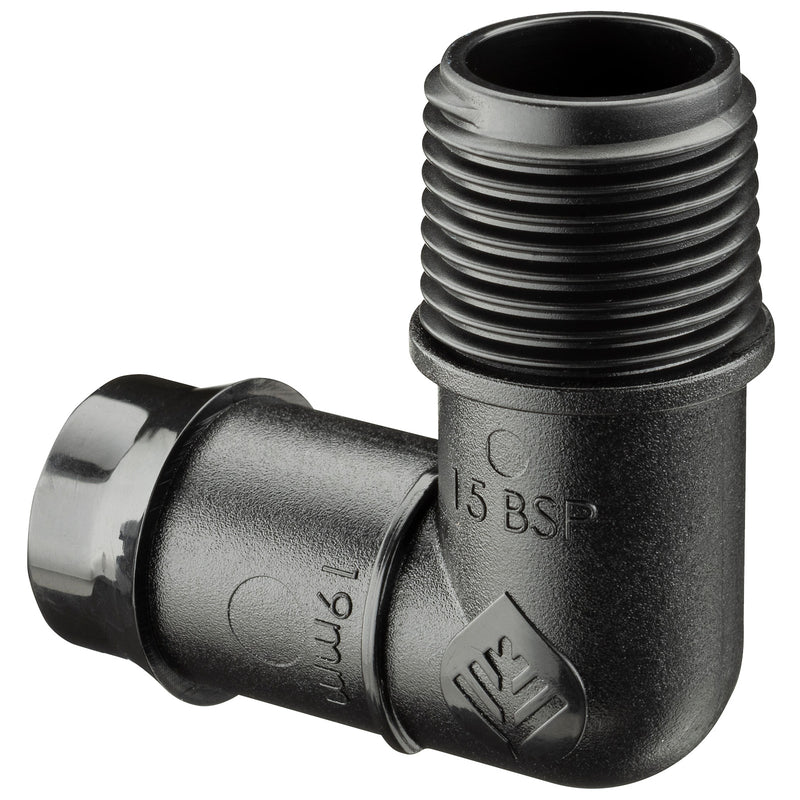 19mm Barbed x 15mm BSPM Threaded Elbow