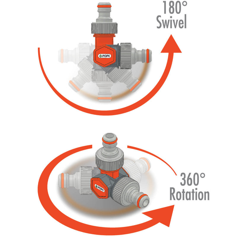 12mm Swivel 2 Way Hose Coupler